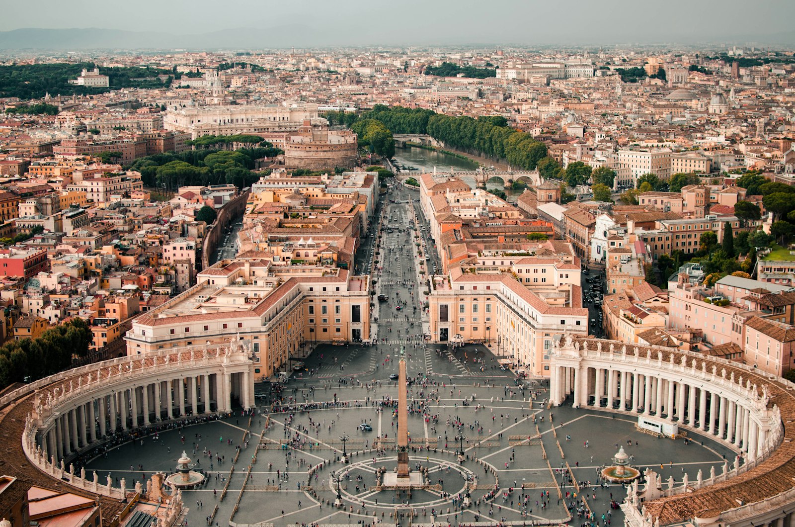 St Peter's Square and the rooftops of Rome seen from above